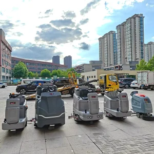 FS56 Electric Ride-On Floor Scrubber Dryer, Battery-Powered, for Warehouse, Mall, and Factory