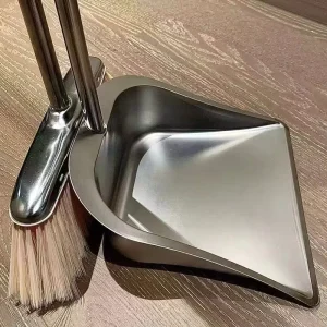FTS Design Cleaning Handle for Home Stainless Steel Stand up Broom and Dustpan Set Upgraded High Quality With Long