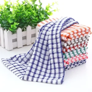 Factory 100% Pure Cotton Plaid Tea Towels Cotton Waffle Absorbent Kitchen Dish Cloth Towel Tabletop Wiping Cleaning Cloths