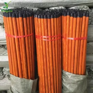 Factory 120*2.2cm Pvc Coated Wooden Stick Broomstick Wood Grain with Thread Cap Broom Handle Cepillo De Barrer Yingjia
