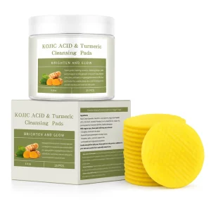 Factory 25 Pcs Cotton Facial Skin Care Shrinks Pores Kojic Acid Turmeric 2 Layer Pocket Style Cleansing Pads
