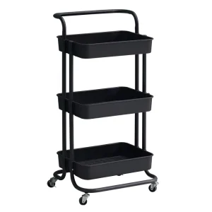 Factory 3 Tier Rolling Utility Cart Plastic Cart for Kitchen Bathroom Storage with Lockable Wheels