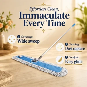 Factory Blue White Split Yarn Dust Mop Large Area Flat Mop for Hotel Property Floor Cleaning