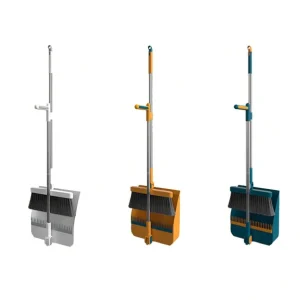 Factory Broom and Stand-Up Dustpan Set with Long Handle