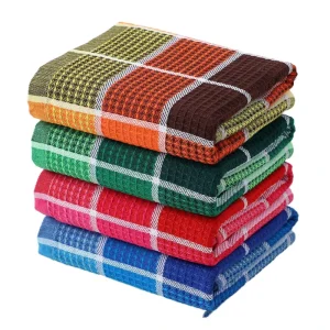 Factory Colorful Waffle Household Washcloths Absorbent Cotton Dish Towel Printing Kitchen Cotton Cloths