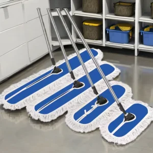 Factory Commercial Heavy Duty Flat Floor Dust Cotton Mop Manual Long Handle Stainless Steel