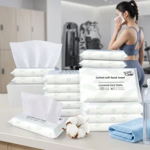 Factory Custom 16pcs Eco-Friendly Pure Cotton Facial Wipes Antibacterial Thicken Soft Biodegradable Dry Wet Dual Cleaning