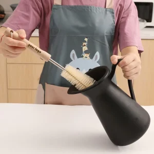 Factory Custom logo Wooden Cleaning Brushes Long Handle Kitchen for Cup Tea Stain Thermos Cup Kettle Baby Bottle