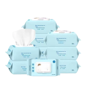 Factory Customized 100% Water based Non Woven Baby Wipes 18cm*14cm Daily Care 80pcs Per Packed Cleansing