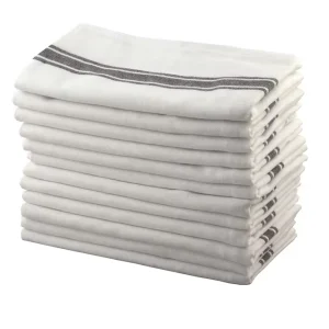 Factory Customized Black Striped Woven Cotton Kitchen Tea Towels Soft High Quality BSCI Dish Towels Quick Dry Feature