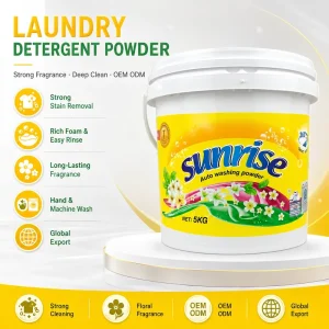 Factory Direct 5kg Bucket Jasmine Floral-Scented High-Foaming Laundry Detergent Powder Eco-Friendly Stain Removal Soap
