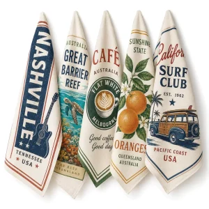 Factory Direct Custom Printed Tea Towels 100% Cotton High Density Woven Quick Dry Dish Towel Kitchen Cloth
