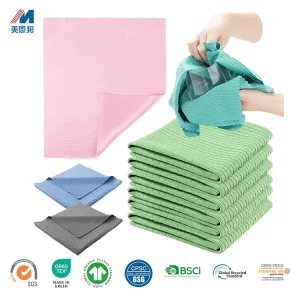 Factory Direct Customizable Microfiber Jacquard Cleaning Cloth Kitchen Towel for Glass Dishes and Window Cleaning