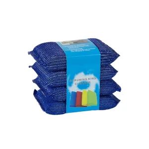 Factory Direct Four-Piece Card-Mounted Square Flat Dish Sponge Scouring Pads Wire Cloth Oil Removal Pot Brush