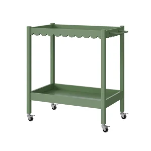Factory Direct Green Color Multifunction Utility Rolling Serving Bar Cart Kitchen Island Storage Cart with Wheels