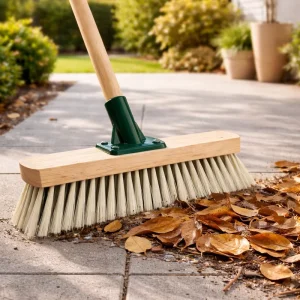 Factory Direct Heavy Duty Push Broom PVC Head Wood Handle for Outdoor Floor Cleaning, Patio, Garden, Yard, and Leaves