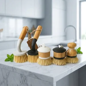 Factory Direct Kitchen Cutlery Cleaning Brush with Natural Bristles and Wooden Handle