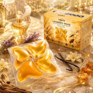Factory Direct OEM ODM Custom Luxury Perfume Formula and Packaging Golden Washing Detergent Pods for Hotels Homes and Bedding
