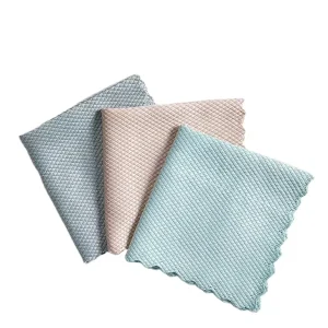 Factory Direct Reusable Lint Free Wave Edge Fish Scale Microfiber Kitchen Towel for Household Kitchen Bowl Pot Surface Cleaning