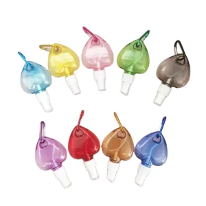 Factory Direct Sale 50Ml Heart Shape Hand Sanitizer Outdoor Travel Cleaner Alcohol Spray Keychain Bottle With Hook