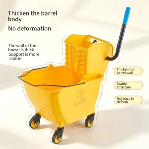 Factory Direct Sale Upgrade Yellow Plastic Deluxe Side Press Mop Bucket Multi Functional Mop Bucket for Kitchen Cleaning