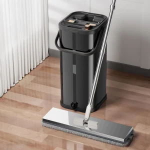 Factory Direct Sales Black Stainless Steel Dual Tank Flat Mops with Hygienic Water Separation Cleaning Floor