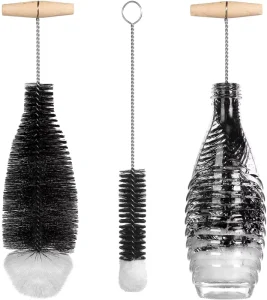 Factory Direct Stainless Steel Bottle Cleaning Brush Long Handle Nylon Ball Bristles for Soda and Glass Bottles