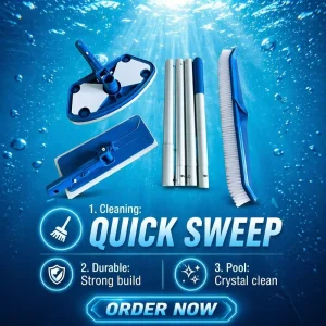 Factory Direct Supply Durable Reinforced Plastic Pool Vacuum Nozzle Floor Brush Wall Brush Four Section Telescoping Pole Pool