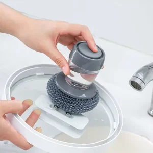 Factory Direct Supply Push Type Liquid Dispensing Plastic Manual Pot Washing Dish Washing Kitchen Stove Cleaning Brush