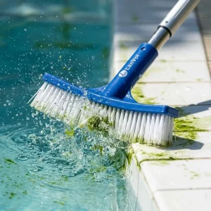 Factory Direct Swimming Pool Cleaning Tools Durable Blue Nylon Bristle Curved Pool Brush for Walls and Floor
