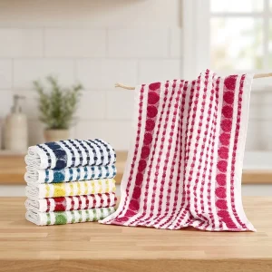 Factory Direct Unique Stripes Design Kitchen Towel Highly Absorbent Woven Quick Dry Eco Friendly Dish Cloth Exquisite Pattern
