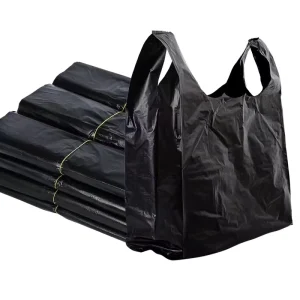 Factory Durable HDPE Heavy Duty PE Colored Black Shopping Bags Plastic Vest Handle T shirt Bags