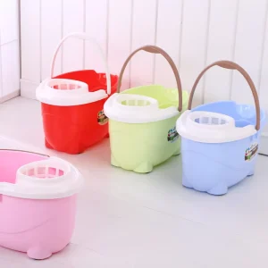 Factory Eco-Friendly PP Plastic Mop Bucket with Hand-Twist Pulley for Home Cleaning, Model 301