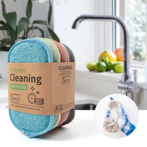 Factory Efficient Cleaning Double Sided Microfiber Kitchen Scouring Pads for Home Washing Microfiber Sponge Scrub Pads