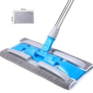 Factory Floor Mop with Telescopic Handle, 360° Spin, Detachable Microfiber Mophead for Home and Office