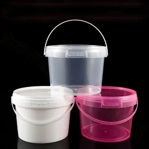 Factory Food Grade 300ml 500ml 1L 1.5L 2L 2.5L 3L 4L 5L Round Clear PP Plastic Buckets With Lids Handle