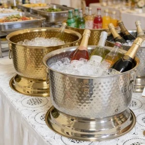 Factory Hammered Stainless Steel Ice Bucket Cooler Stocked for Parties