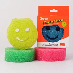 Factory Happy Face Scrub Sponge, Colorful Custom Dishwashing Sponge