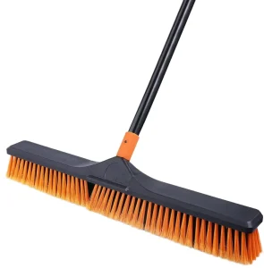 Factory Heavy-Duty Outdoor Wide Push Broom with Plastic Wood Handle and Dustpan for Indoor and Industrial Use
