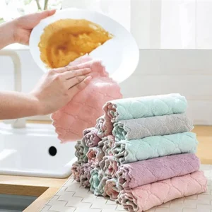 Factory Knitted Kitchen Towel 15*25cm Microfiber Kitchen Dish Washing Towels