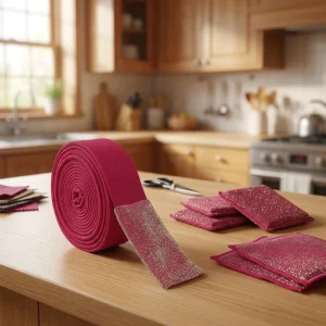 Factory Manufacturing Polyester Eco Friendly Fabric Sponge Raw Material Scouring Pad Roll