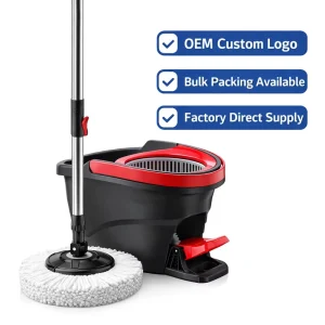 Factory Microfiber Spin Mop and Bucket Set with OEM Custom Logo, 700ml Capacity and 360° Rotation