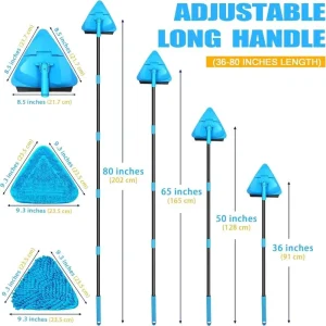 Factory Multifunctional Triangle Ceiling Mop with Sectional Iron Rod and 360-Degree Spin Head for Walls, Glass, and Floors