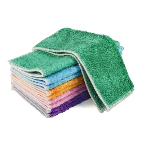 Factory Non-Stick Oil-Absorbing Bamboo Fiber Kitchen Dish Towels Quick-Dry Kitchen Scouring Cloth Cleaning Towel