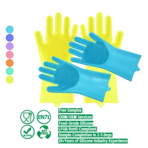 Factory Outlet 180g BPA-Free Silicone Dishwashing and Vegetable Washing Gloves