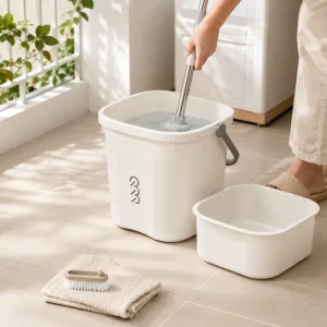 Factory PP Plastic Cleaning Bucket with Removable Wash Basin and Washboard Lid for Bathroom Balcony Laundry Room