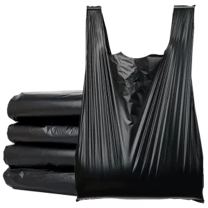 Factory Price Black HDPE Plastic Household Garbage Packing Bag Rubbish Bags With Handle T shirt Bag