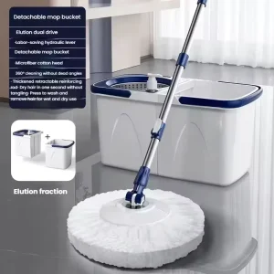 Factory Price Dual Bucket Soap Dispenser Mop Bucket Set with 360 Spin Rotating Head, Extendable Handle, 700ml Capacity