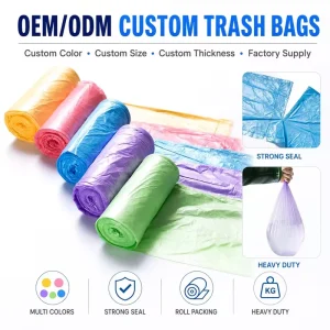 Factory Price Trash Bag Roll 27L-240L Extra Thick Heavy Duty Black Garbage Bag Bin Liner