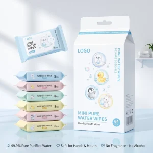 Factory Price Travel Size Surface Cleansing Wipes 8 Pcs Mini Disposable Wipes for All Purpose Cleaning Portable Wet Towels